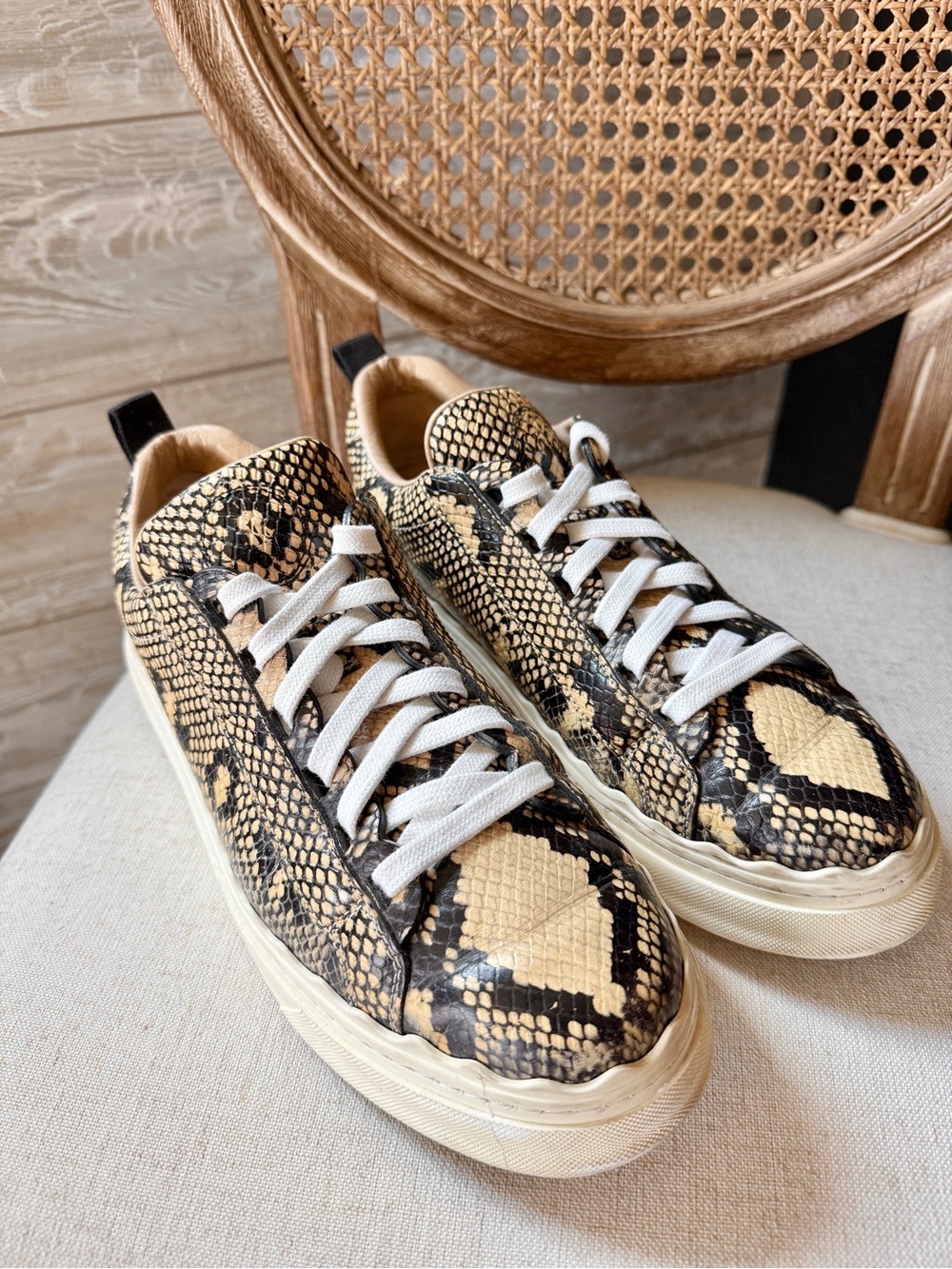 Chloé Snake Skin Low Top Sneakers Size 39 Women 8.5 Men 6.5